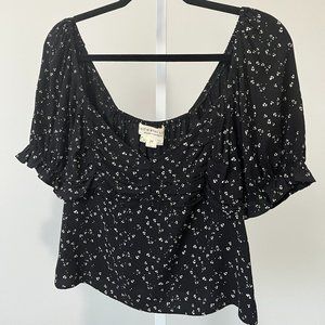 Black peasant blouse by Saltwater Luxe | size M